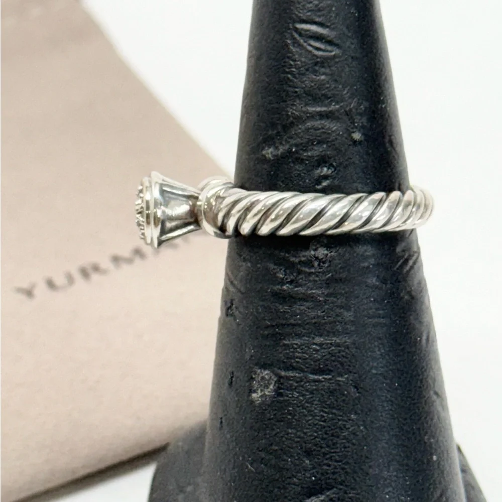 David Yurman .925/18K White Gold Diamond Cable Band Ring - Picture 4 of 8
